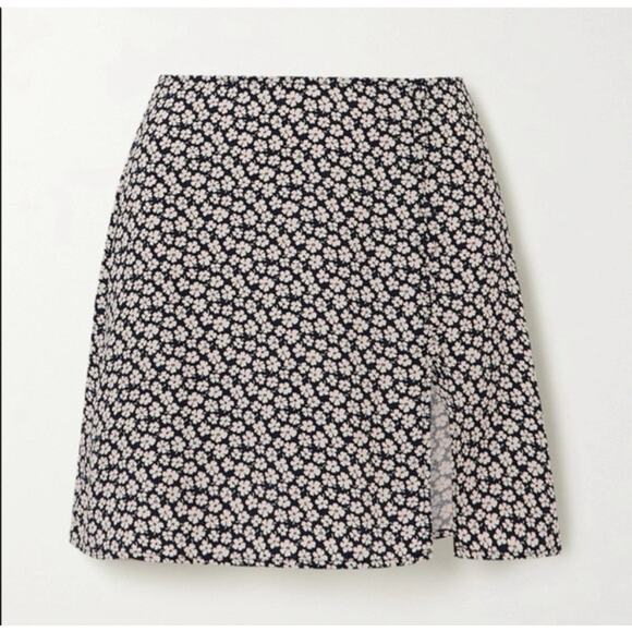 Reformation Fran Thigh Slit Mini Skirt In Quinto Navy Floral Print Size 2 - Picture 4 of 8